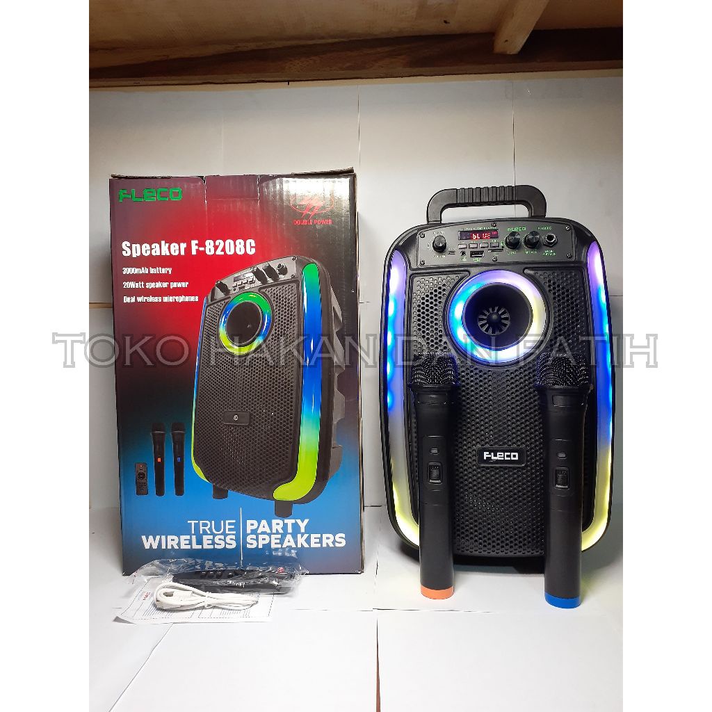 Cod SPEAKER BLUETOOTH FLECO F 8208C 8'5 INCH FREE 2 PCS MIC WIRELESS KARAOKE + REMOTE - SPEAKER KARA