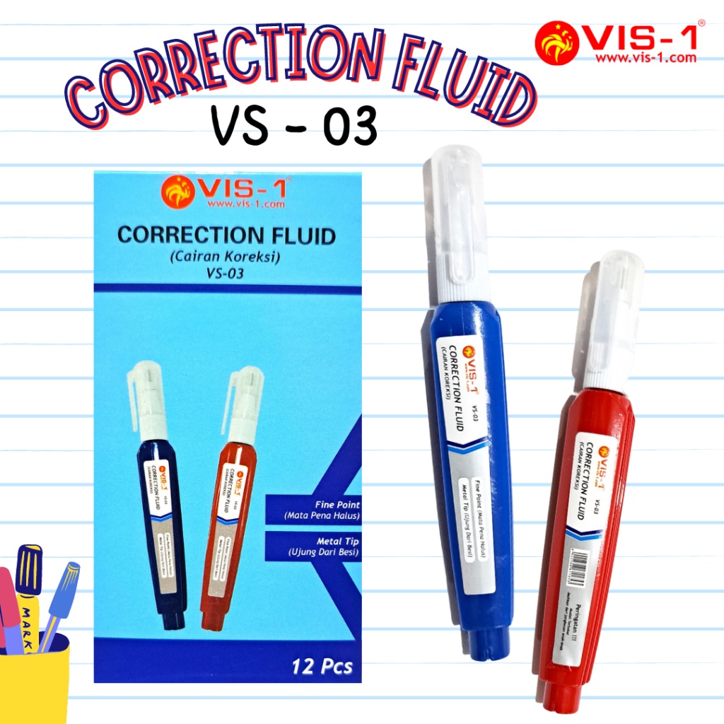 

Tipe-Ex Cair / Correction Fluid Tape Vis-1 Kecil - VS-03