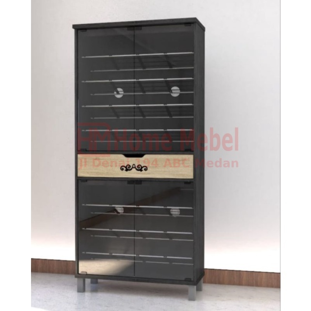 PROMO TERMURAH Rak Sepatu Ukuran Jumbo 80x40x170Cm - Lemari Sepatu Pintu Kaca - Lemari Sepatu Jumbo 