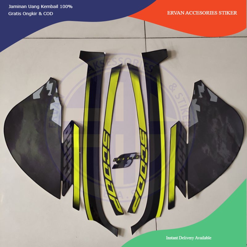 stiker striping motor honda scoopy 2021 hitam lis stabilo list body standar