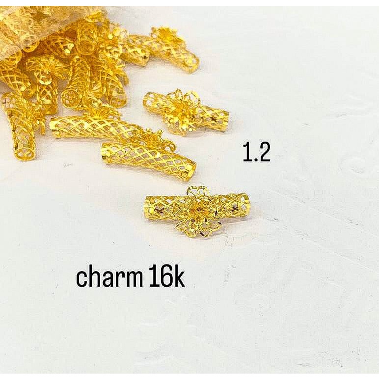 Banyak motif yaa Liontin charm gelang anak dan dewasa emas asli kadar 700 70 16k pipa bunga 3D lebar