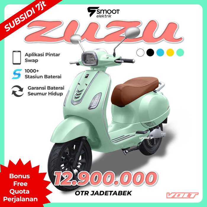 promo spesial Smoot Zuzu Subsidi Motor Listrik 1500W Mirip Vespa Garansi Resmi - Subsidi