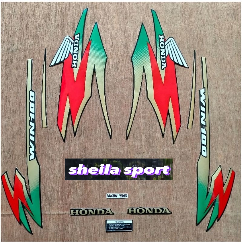 striping win stiker Honda WIN 100 merah Gold tahun 1996 1997 kualitas bagus