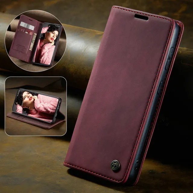 Pelindung Hp Ori Flip Case Realme 11 Pro Plus 5G Wallet Slot Card Leather Casing Dompet - Maron