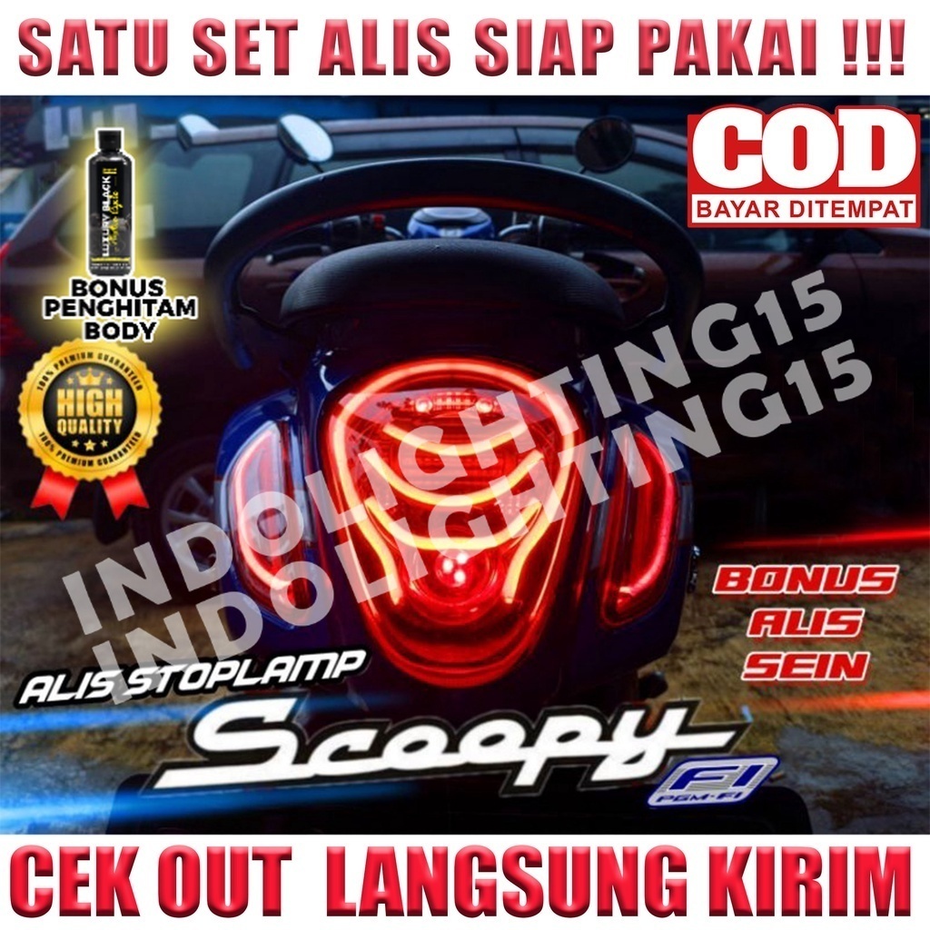 SEPAKET LAMPU ALIS STOPLAMP SCOOPY FI BONUS LAMPU ALIS SEIN SCOOPY 2013 2014 2015 2016 2017 LAMPU RE