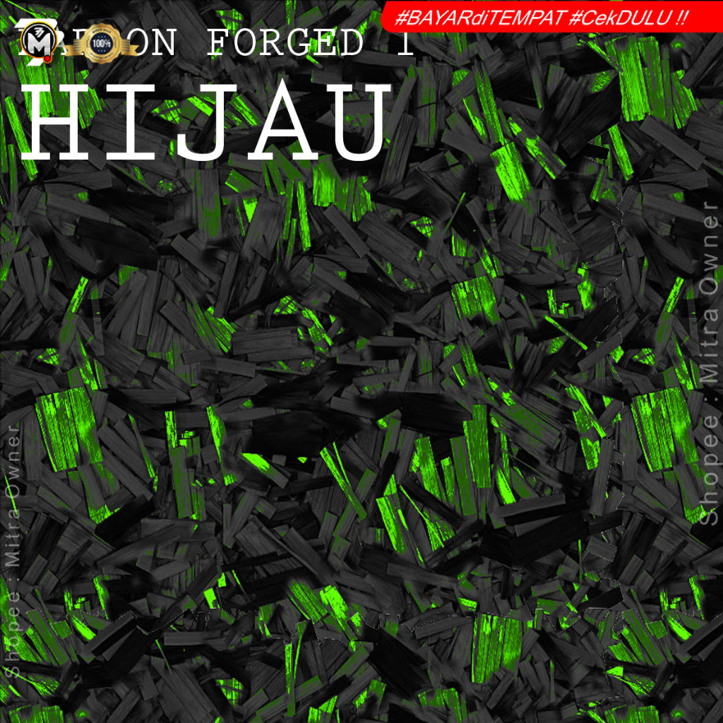 STIKER STICKER MOTIF KARBON CARBON FORGED TERMURAH UKURAN 50X10cm , STIKER MOTIF SERAT CARBON FORGED