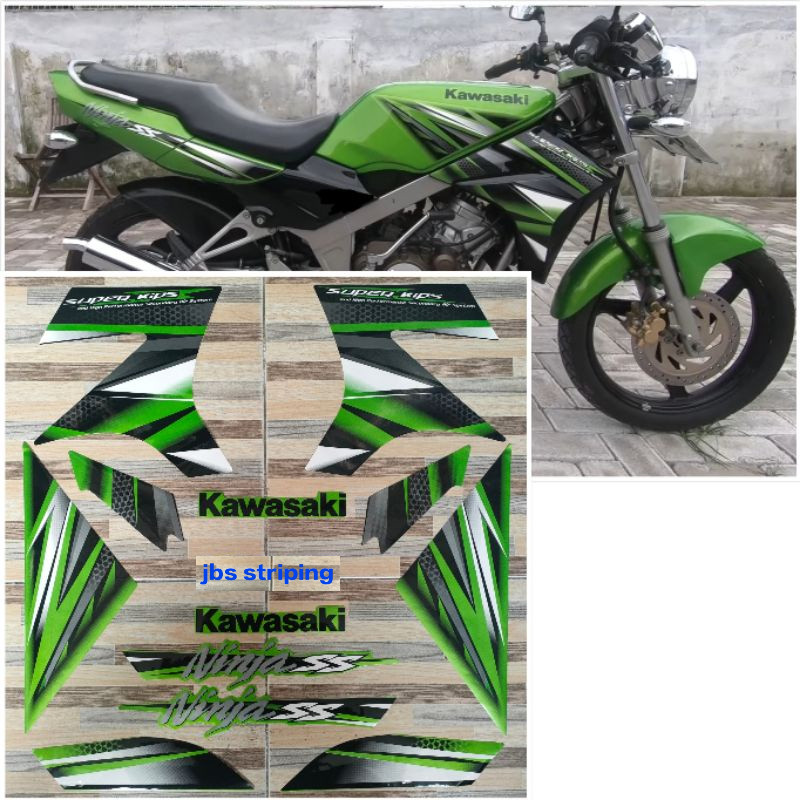 Stiker ninja ss Striping Kawasaki Ninja SS hijau green tahun 2013 lis body ninja ss