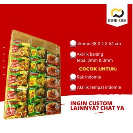 

display mie / rak indomie / akrilik tempat mie / akrilik display mie