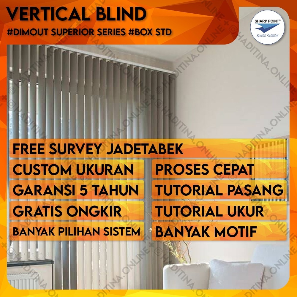Vertical Blind Dimout Superior Box STD | Jendela Gorden Tirai Gulung Indoor Minimalis Gordyn Gordeng