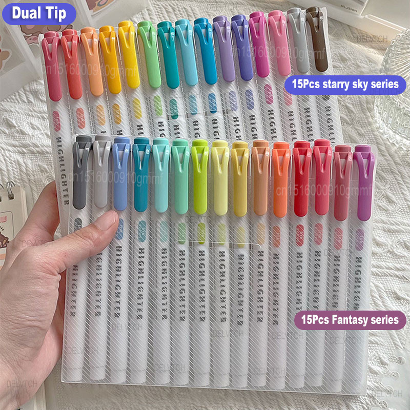 

5/30Pcs Set Pastel Highlighter Pen Dual Tip 1mm 4mm Soft Color Art Marker Student Stationery Double Head Drawing Fluorescent Pen