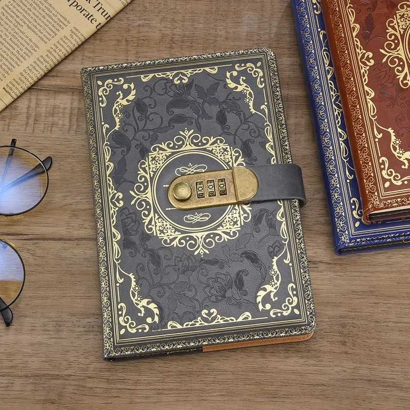 

promo anniversary Februari JESJELIU Buku Jurnal Leather Notebook Diary 200 Halaman with Lock - JJ-33 Root Bloom
