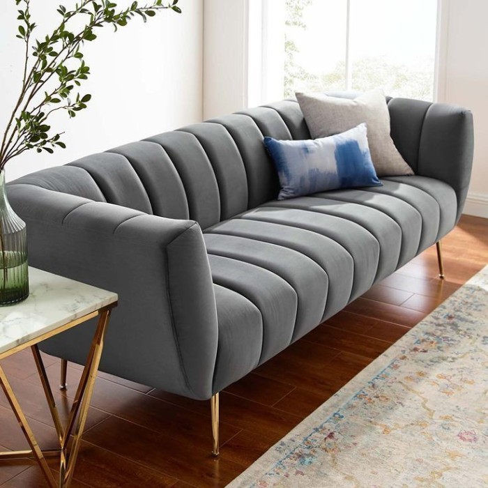 sofa bad minimalis, Sofa tamu modern, kursi tamu sofa kaki stainless
