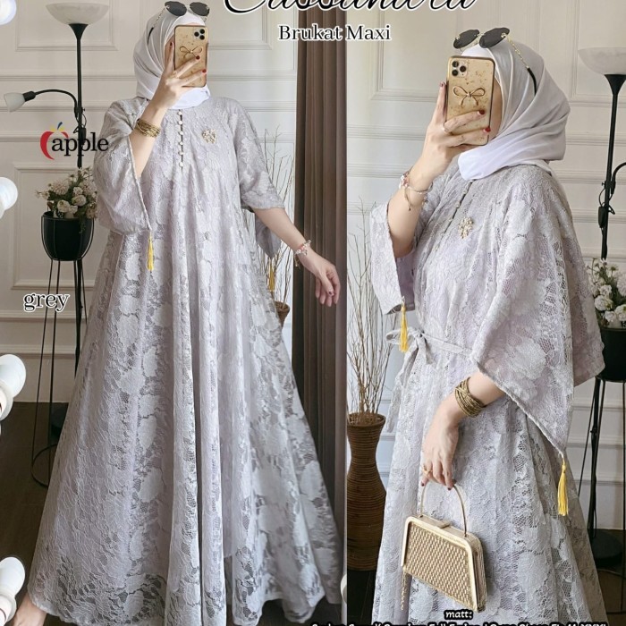 ✨SKY.LD✨ - TERLARIS Dress brukat jumbo cassandra maxy gamis pesta longdress xxl ld 120cm