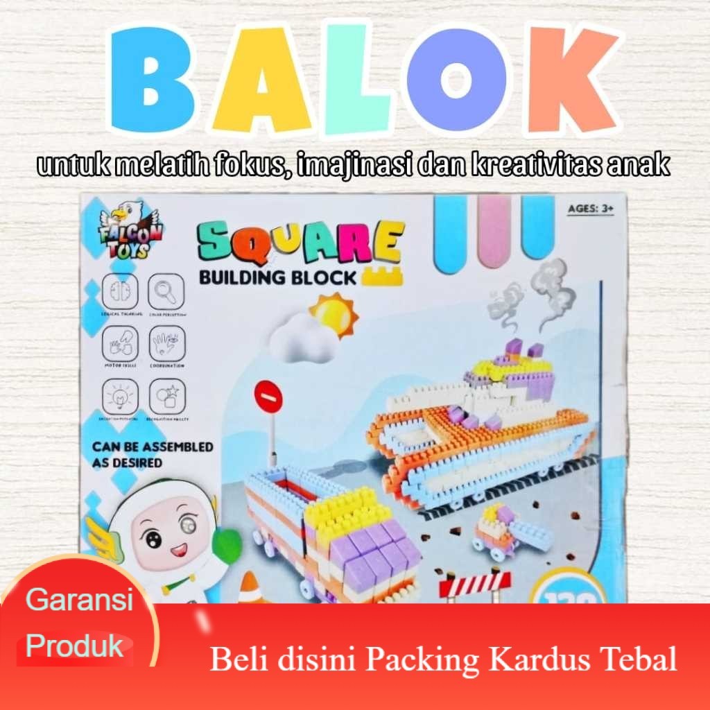 PROMO Mainan EDUKASI BALOK SUSUN Anak 120 Pcs DIY BRICK Block Bricks Block Jumbo Square Building BLO