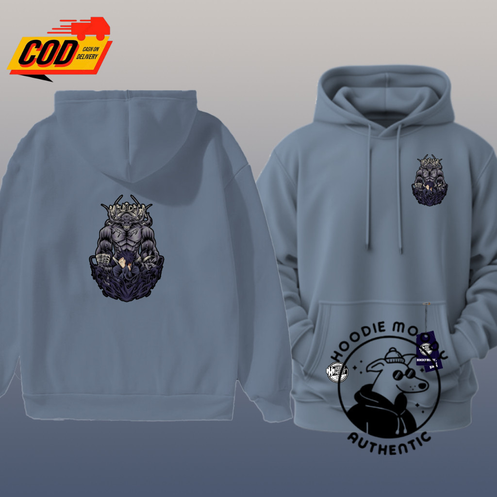 HOODIE.MOODY sweater hoodie pria distro sablon blakang anime jjk mahoraga megumi keren cowok fleece 