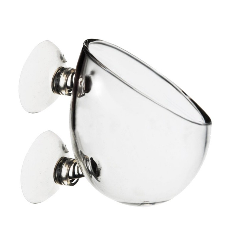 Clear Aquatic Plant Cup With Suction Holder Glass Plant Cup Pot Vase Red Worm Feeder for Fish Tank A