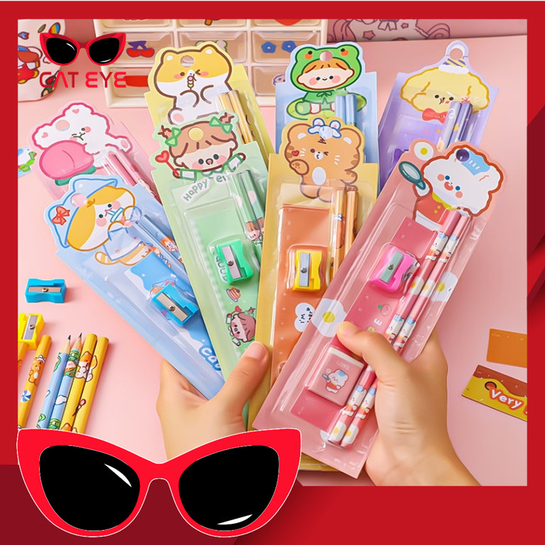 

PROMO - S5692 Alat Tulis Set Mini Stationary / Set Alat Tulis 5 in 1 Karakter / Mini Stationery / Mini Stationery Set Character