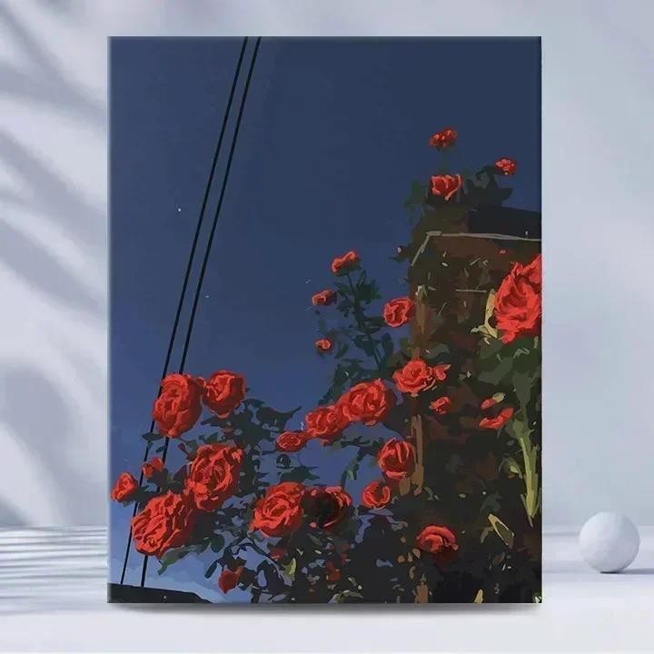 

4136-Tulip diy digital acrylic flower painting explosion hand-filled landscape painting