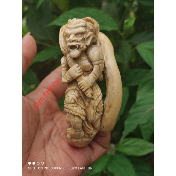 GELANG GADING AKAR BAHAR PUTIH SALJU UKIR HANOMAN OBONG