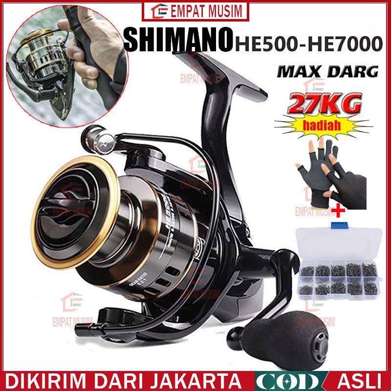 Reel Pancing Asli Besi Fishing Reel 30kg SHIMANO HE500 - 7000 / Reel Pancing Murah Kuat Power Handle