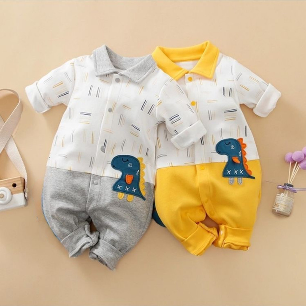 Baju Bayi Jumper Panjang Dino Bordir Anak Laki Laki