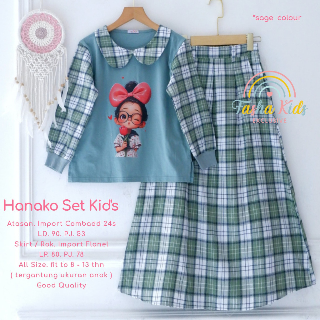 Setelan Baju Anak Perempuan Umur 8-13 Tahun Hanako Set Kids murah