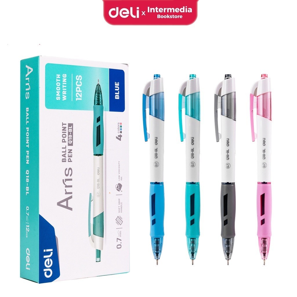 

Deli EQ18-BL Retractable Ballpoint Pulpen Cetek Tip 0.7 mm Tinta Biru