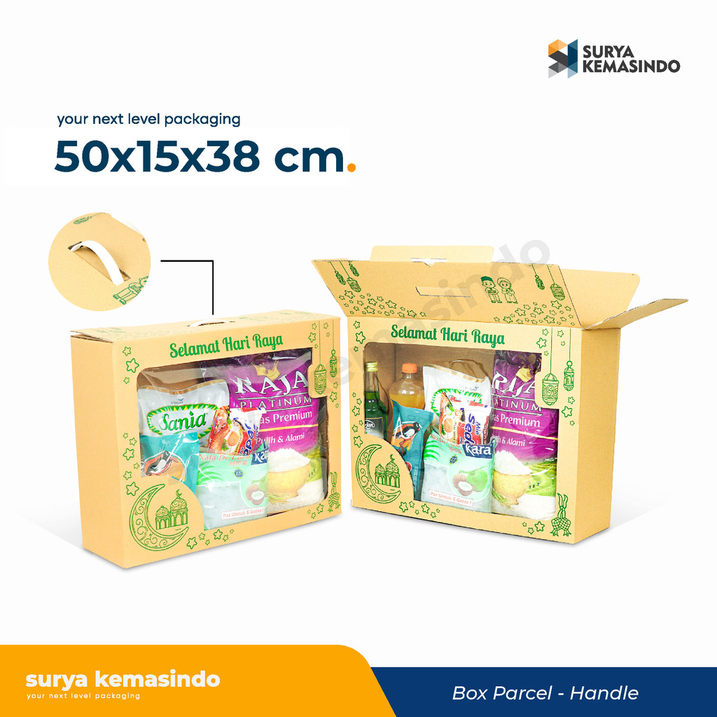 

BOX 50x15x38 (SIZE-M) KardusHandle/Jinjing/Parcel/Parcell/Lebaran/Idul Fitri/Fitri/Eid Mubarak/Ied/Eid/Mubarak/box Paket/box Sembako/Hampers/Normal/Tinggi10/Tinggi31