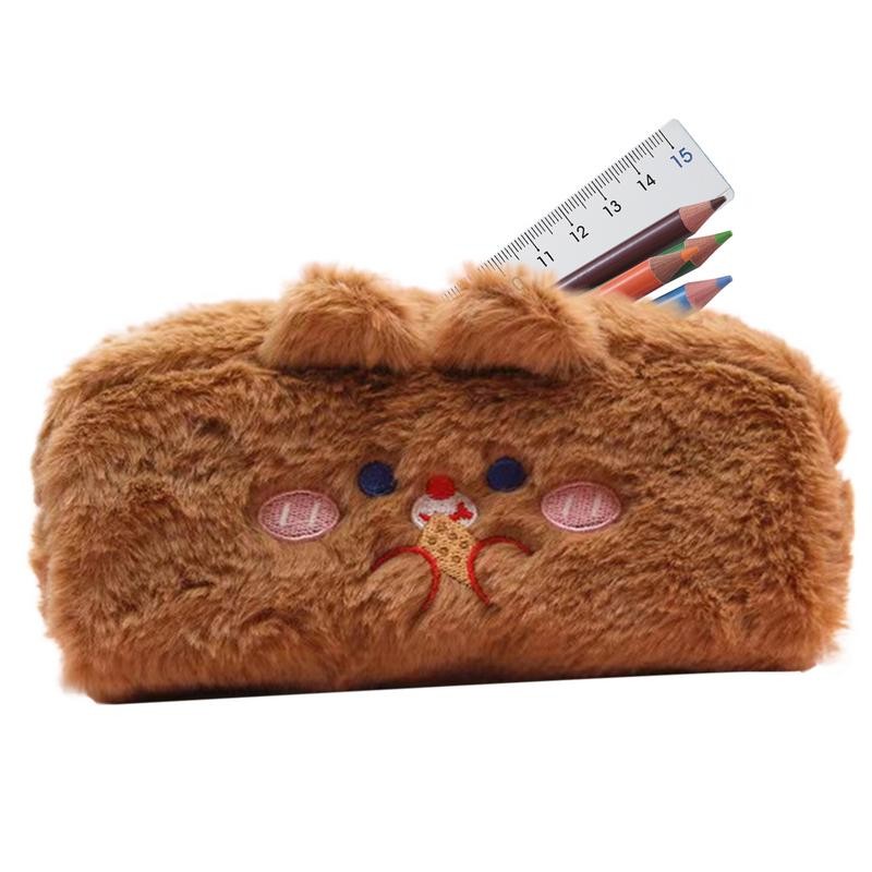 

Plush Bear Stationery Bag Cartoon Makeup Bag Stationery Cosmetic Organizer Bag Aesthetics Pencil Holder Cute Bear Aesthetic