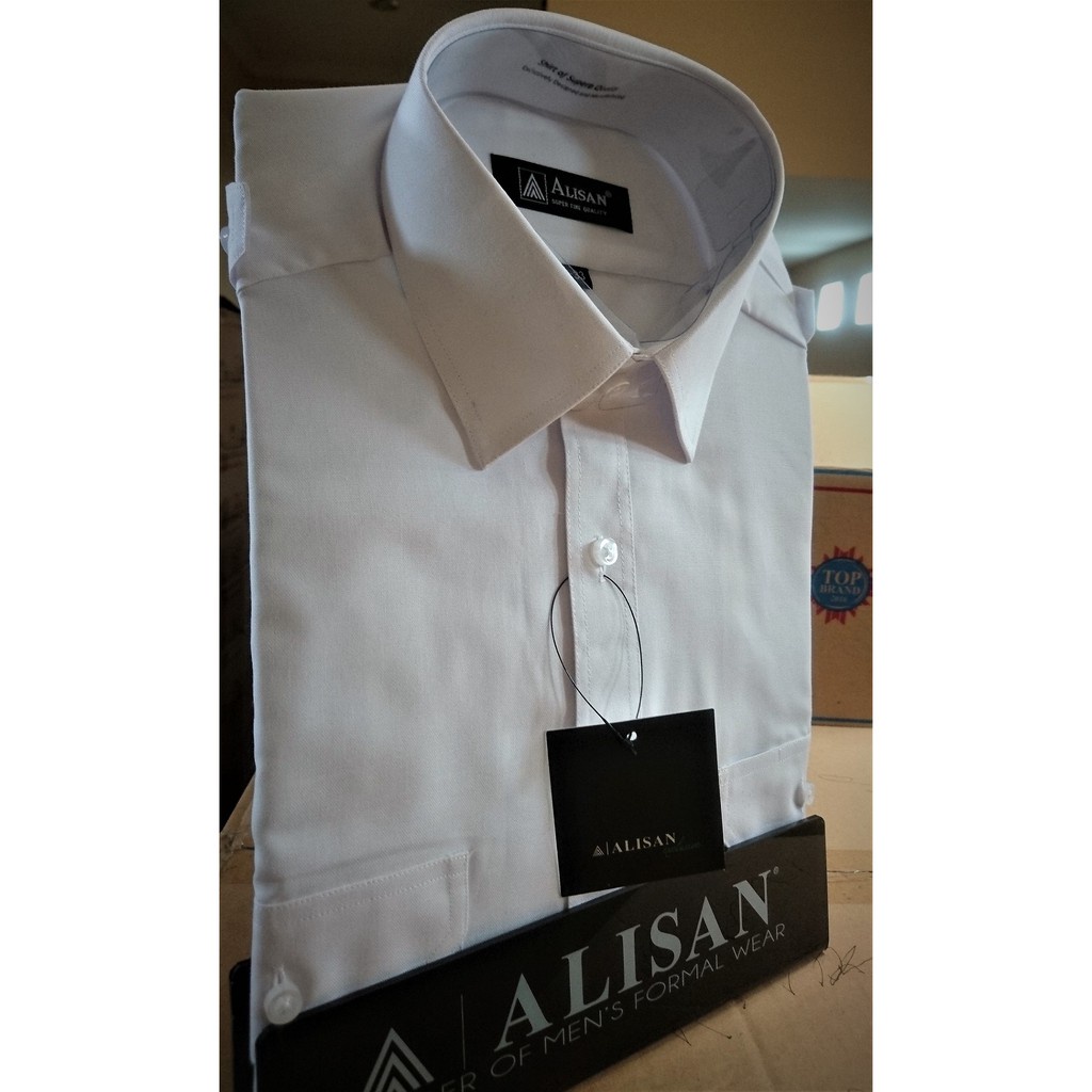 ALISAN Original Kemeja Pilot / Kemeja Pangkat Lengan Panjang - REGULER - PUTIH