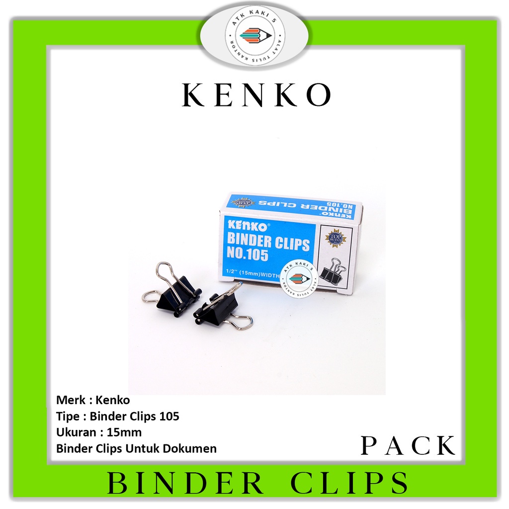 

KENKO - Binder Clips 105 Penjepit Dokumen - Pack