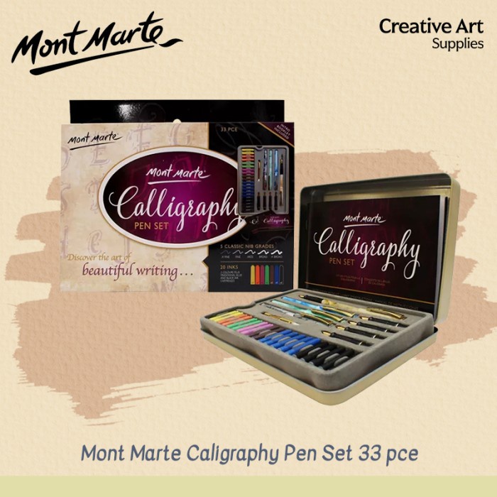

[HK-0329] Mont marte Caligraphy Pen set 33 pce, 20 inks