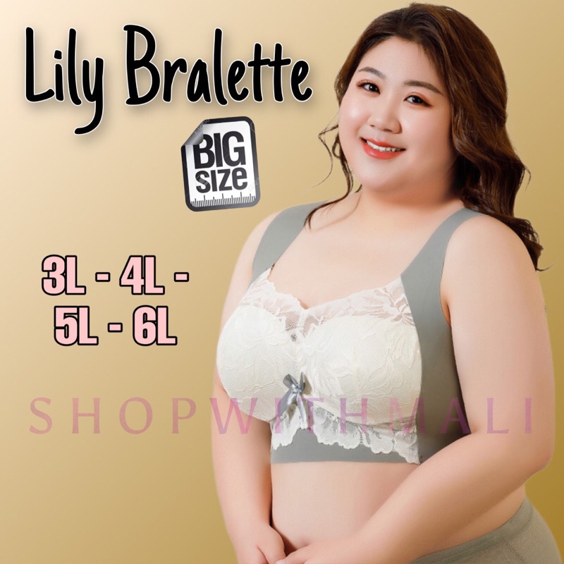 LILY BRALETTE 3XL 4XL 5XL 6XL BIG EXTRA SIZE JUMBO Bra Seamless Pakaian Dalam Cantik Lucu