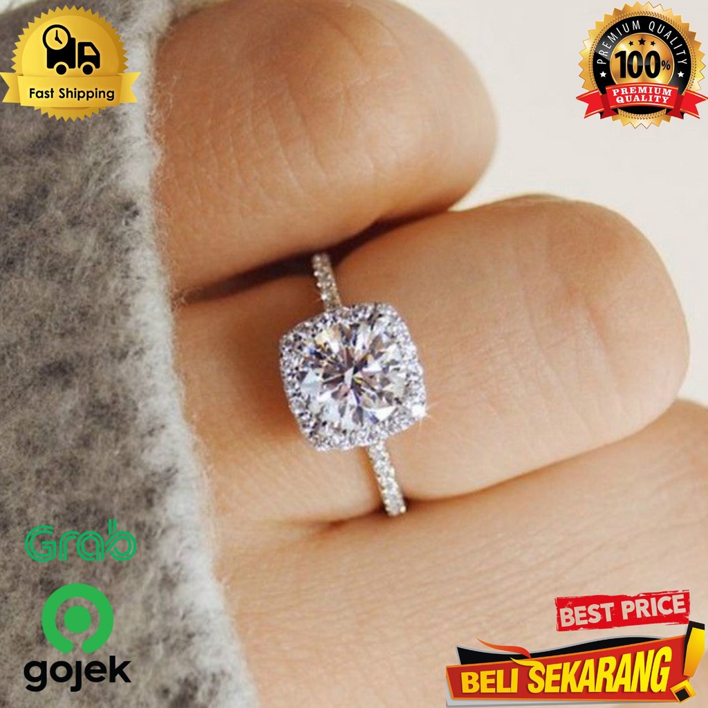 Cincin wanita zircon berlian kristal silver berkilau fashion ori ,/ cincin wanita / cincin zircon wa