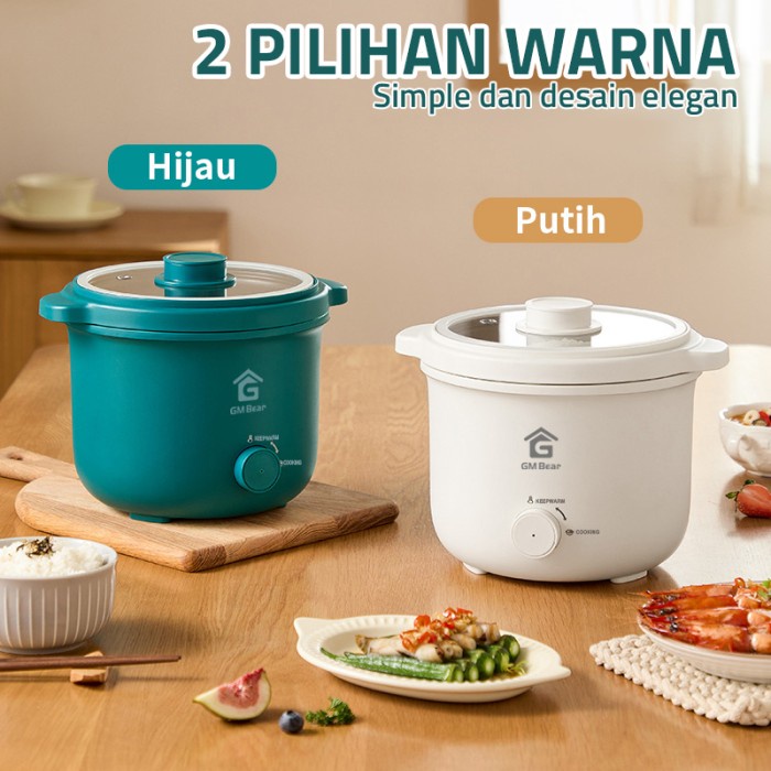 GM Bear Smart Rice Cooker 0.8 Liter P0495 - Penanak Nasi Multifungsi - 2044 - Putih