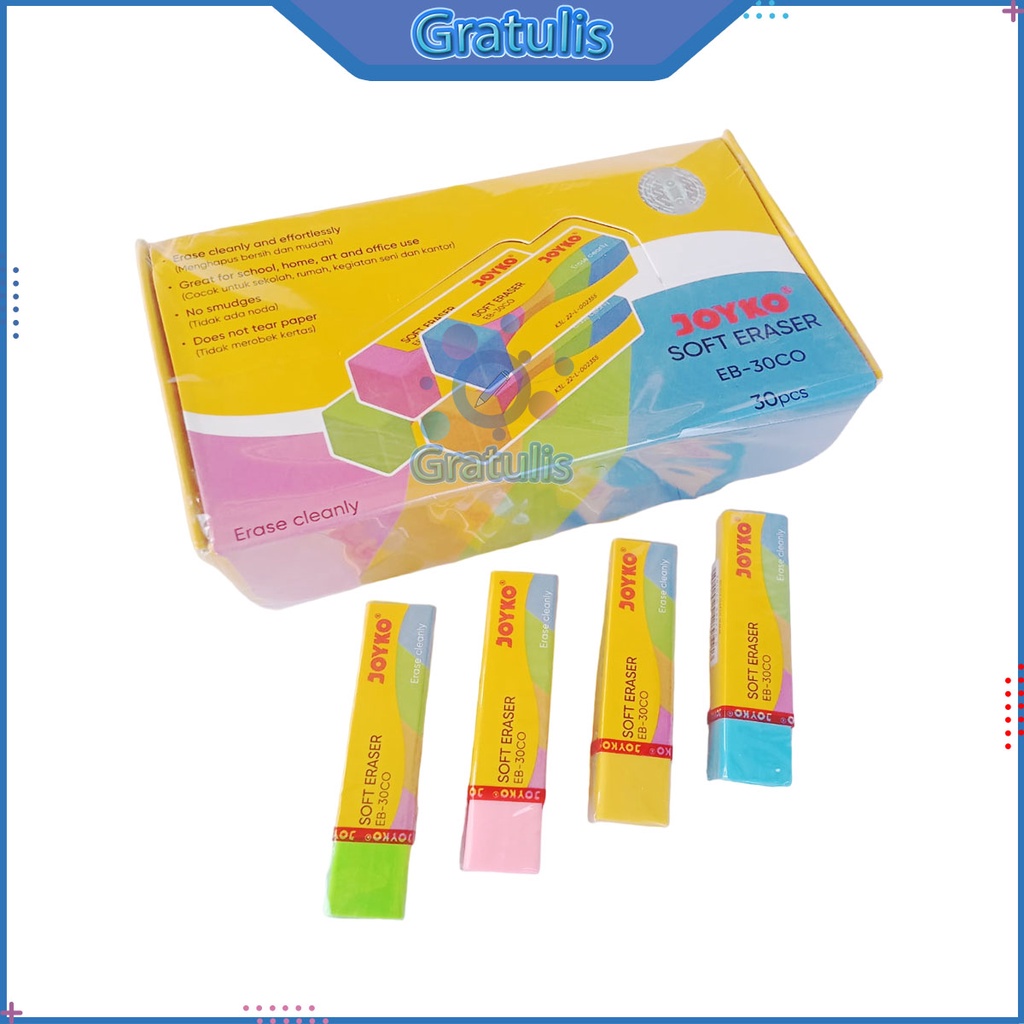 

PENGHAPUS PENSIL BESAR JOYKO [EB-30CO/1 PACK] / STIP 2B ERASER PENCIL 1 BOX / PENGAPUS 1 PAK