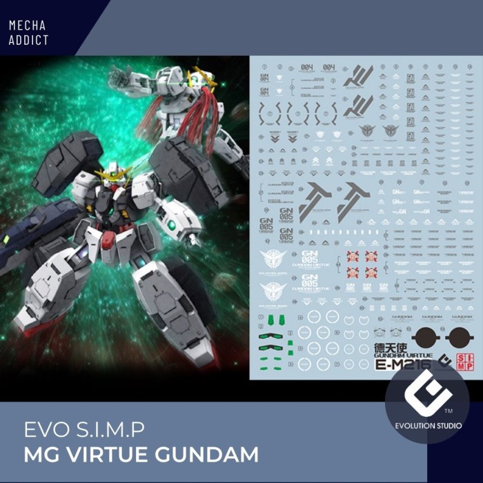 Water Slide Decal MG VIRTUE GUNDAM by EVO SIMP - Fluorescent