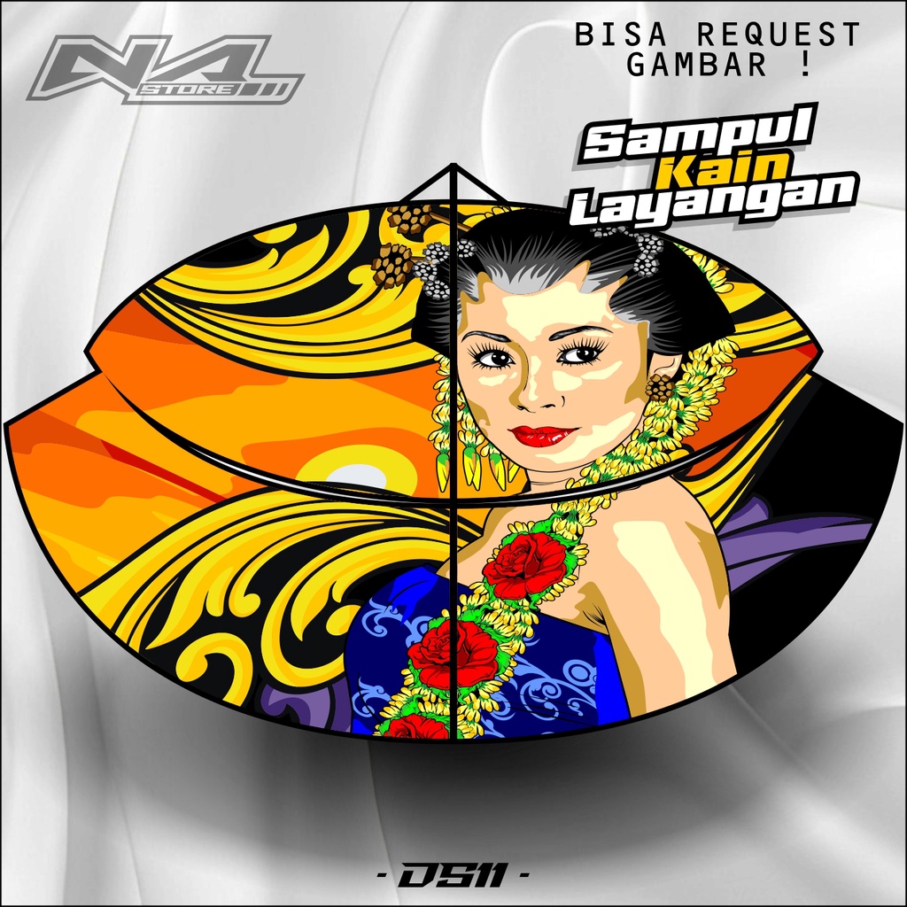 Kain Layangan Motif Custom Full Printing Bahan Satin Peles High Quality Bisa Request