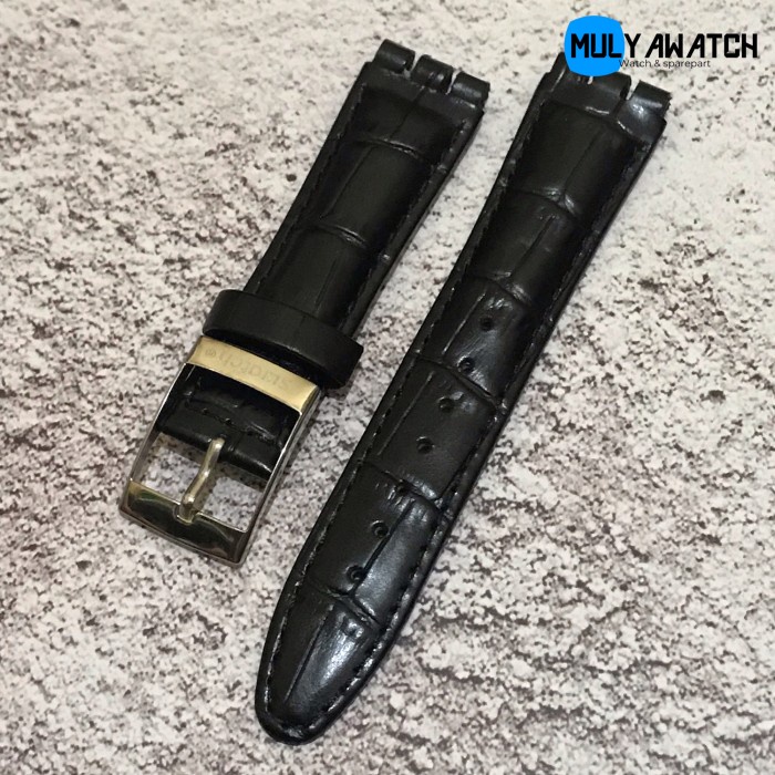 custemstore32_id Promo Langka Strap Kulit Swatch 17mm 19mm Tali Jam Kulit SWATCH buckle stainless - 