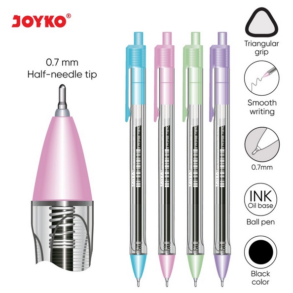 

JOYKO Ball Pen Pulpen Pena BP-363 Vokus Trans PTL Dengan Mata Pena 0.7 mm