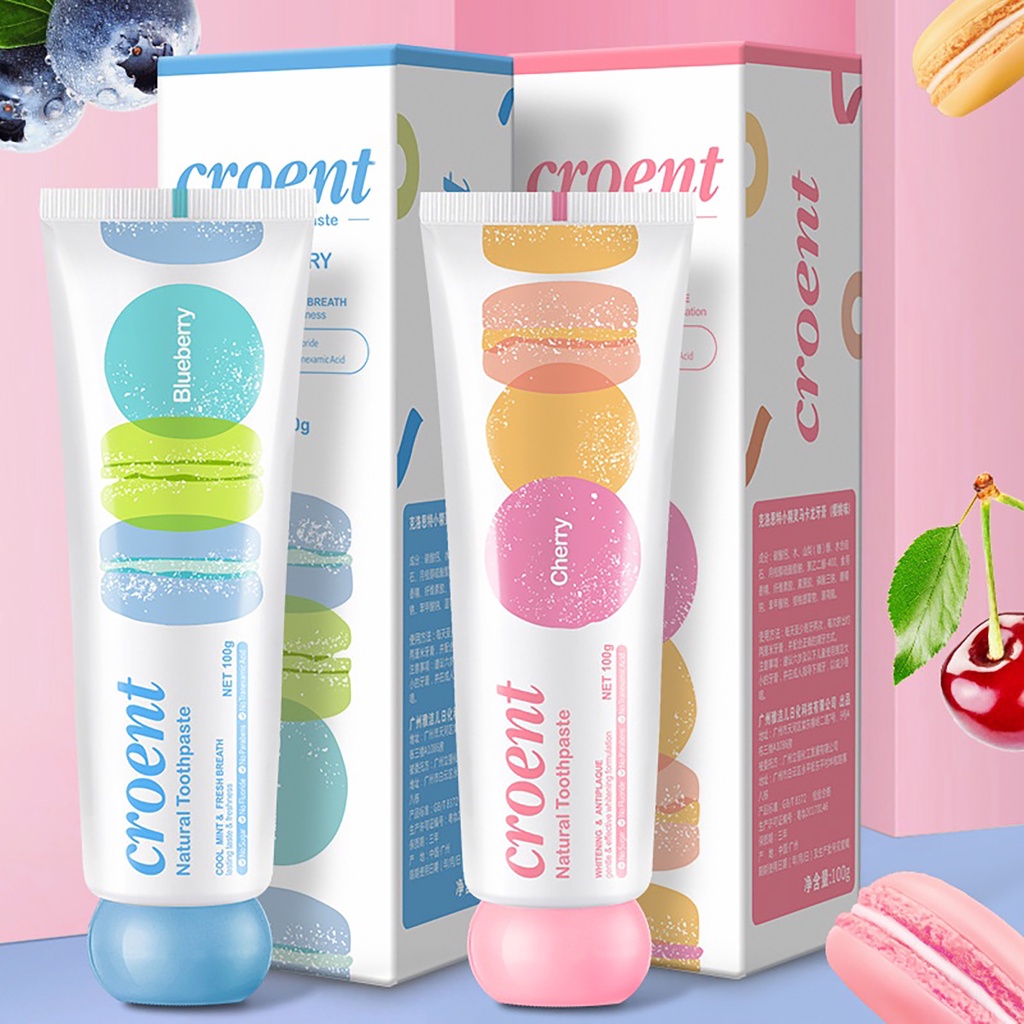 CROENT Korean Pasta Gigi Korea Macaron Whitening Toothpaste Cherry Blueberry Lemon Lime Peach