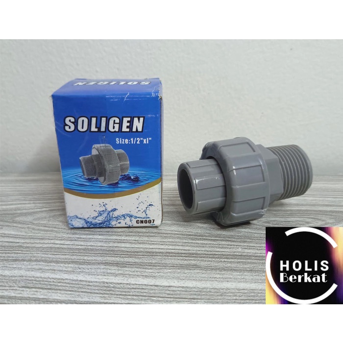 Watermur Drat Luar 1" x Polos 1/2" Water Mur PVC Pompa Air SOLIGEN