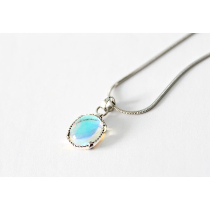 Kalung Liontin Batu Kalimaya Bulat Pria Wanita / Pendant Batu Putih