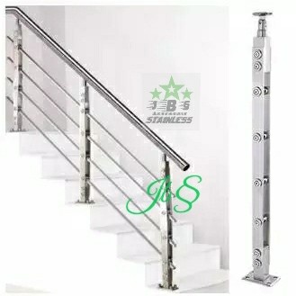 AKS Tiang Ralling Tangga stainless pipa 5/8" inchi 201