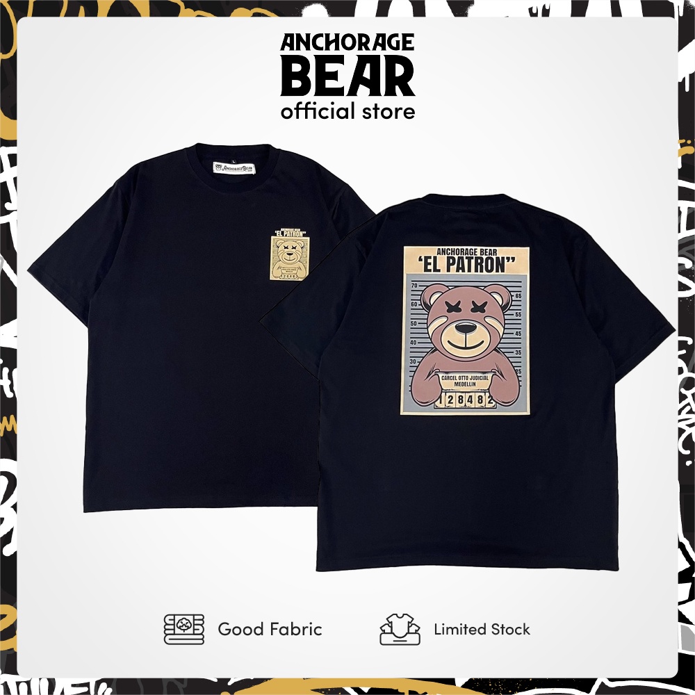 【COD】 Oversized Kaos Anchorage Bear El Patron - T-shirt Hitam Tee KAOS
