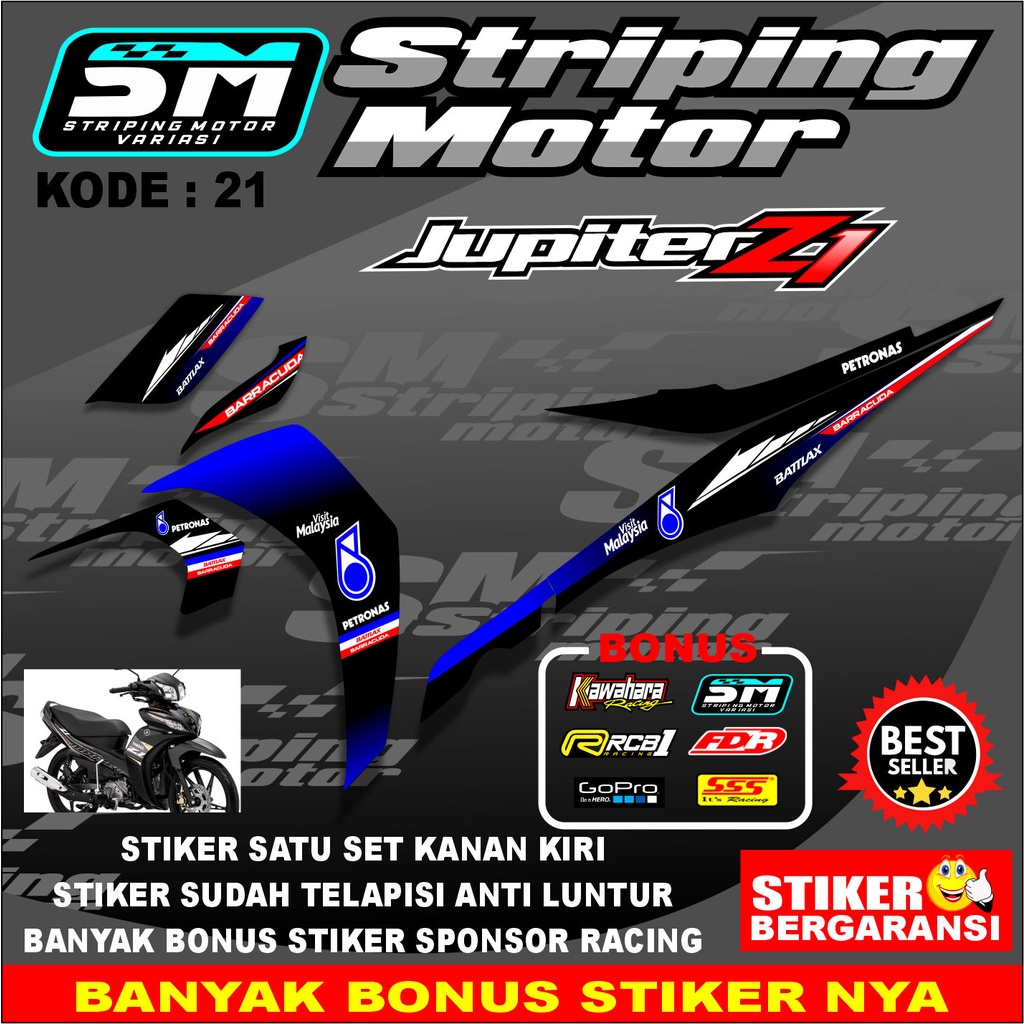 Striping Jupiter Z1 PETRONAS- Sticker Stiker Variasi Lis Motor Jupiter Z1 Motif Racing PETRONAS