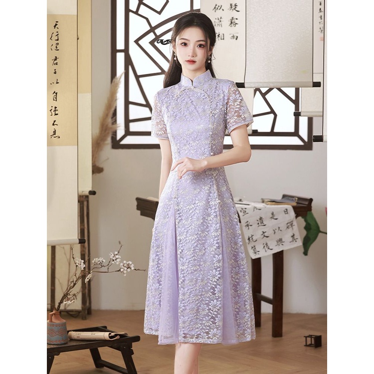 Lace Ode Improved Qipao New 2023 Young Women's Chinese Style Daily Wearable Jacquard Dress Summer