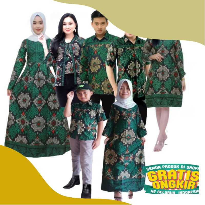 BATIK KELUARGA  KATUN PRIA DAN WANITA AYAH IBU ANAK CEWEK ANAK COWOK KATUN BATIK COPLE FAMILY SARIMB