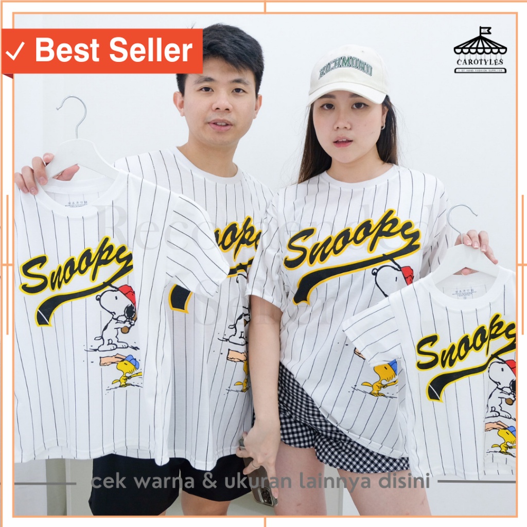 Setelan Pakaian Wanita Murah Branded PRemium - CAROTYLES  Kaos Couple Keluarga Motif Snpy BaseBall W