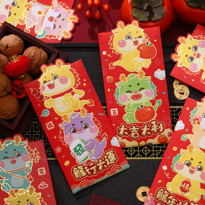 

ANGPAO 3D ISI 6 CUTE DRAGON IMLEK 2024 sincia kuping naga hongbao lucu